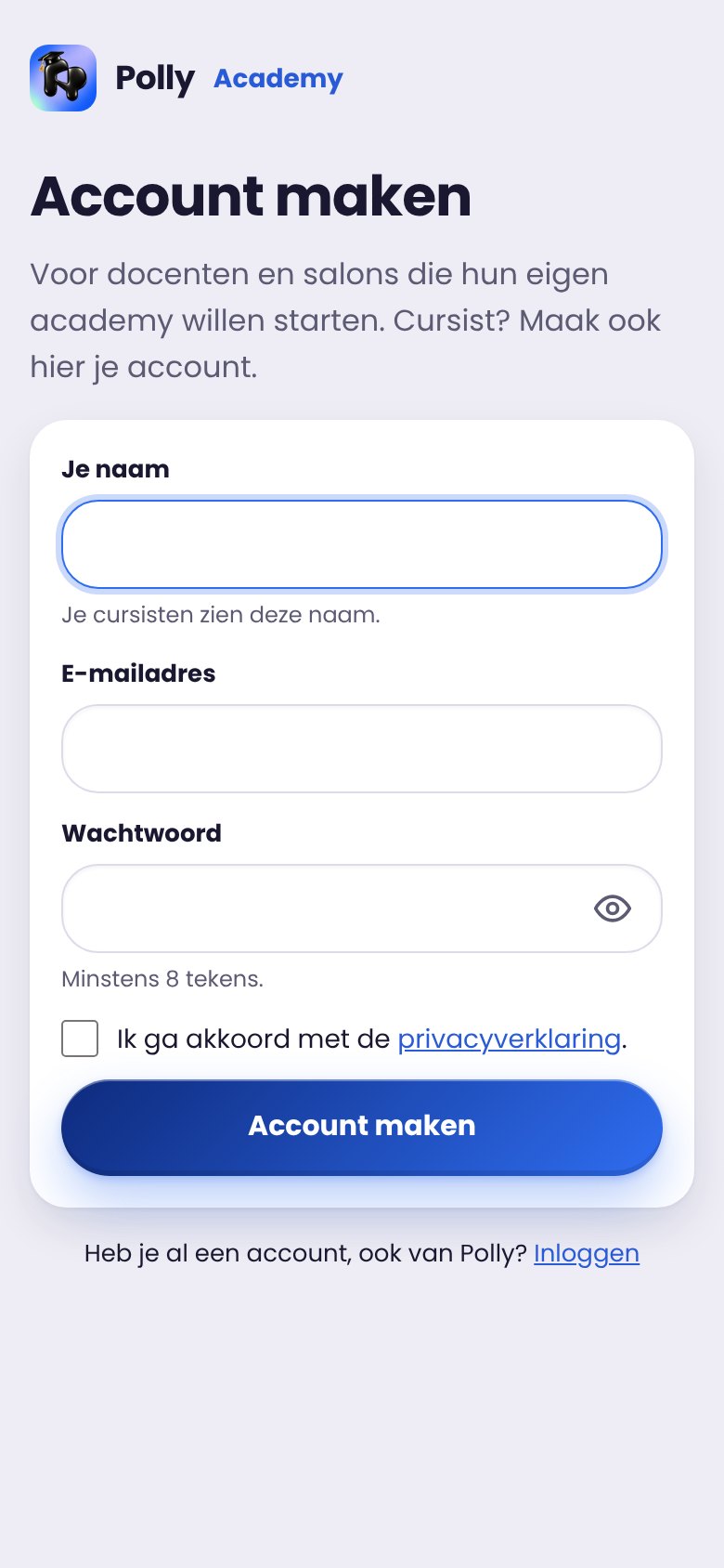 Scherm: Account maken
