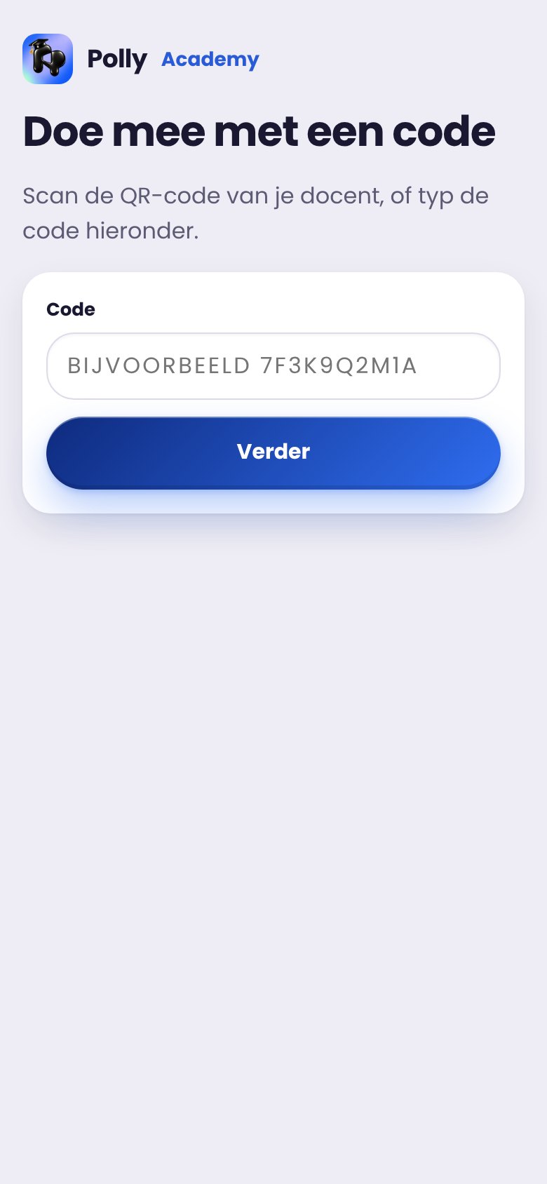 Scherm: Meedoen met een code