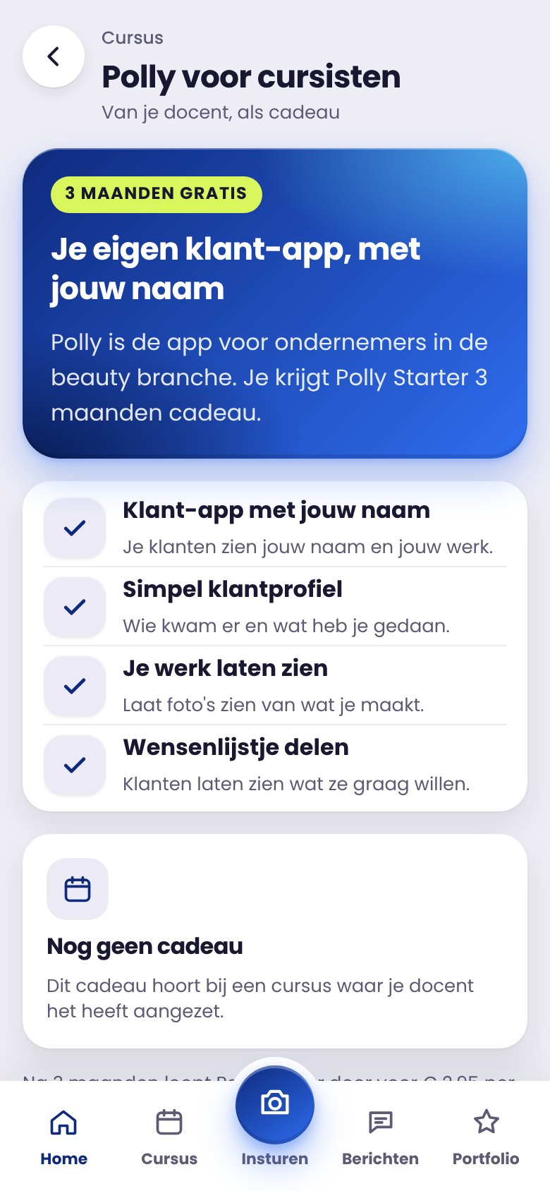 Scherm: Polly voor cursisten