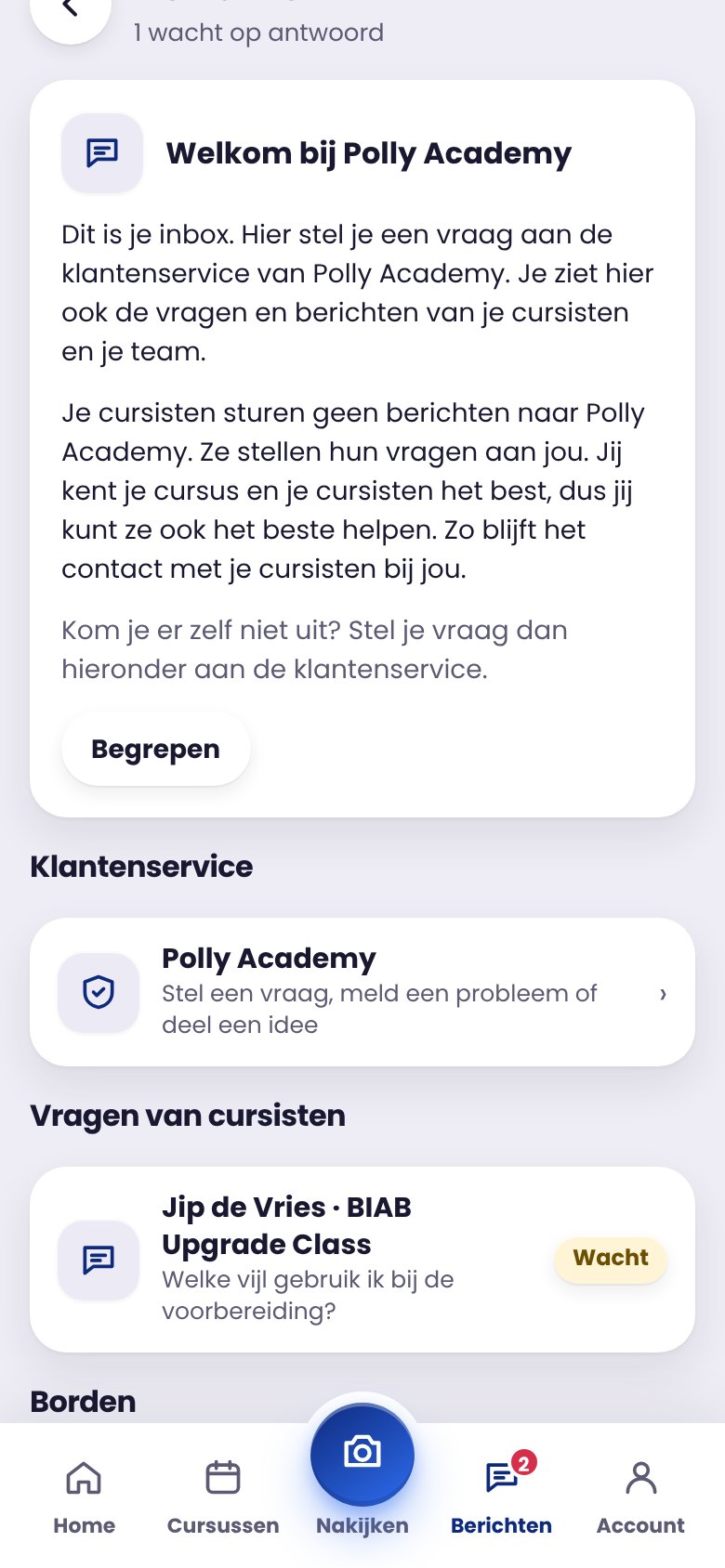 Scherm: Berichten
