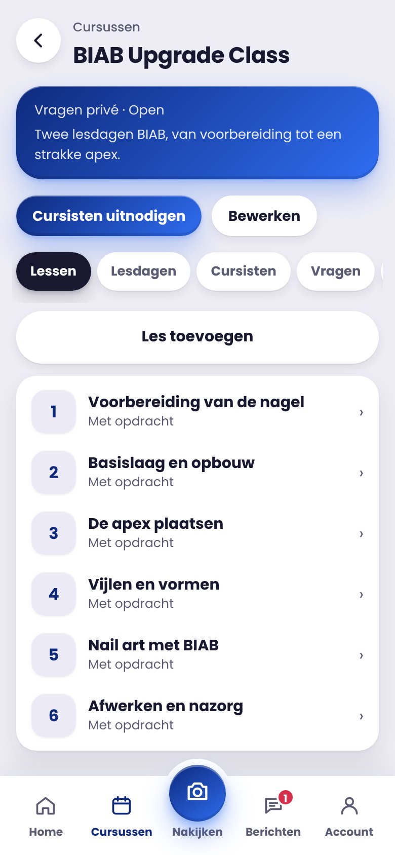 Scherm: Je cursus