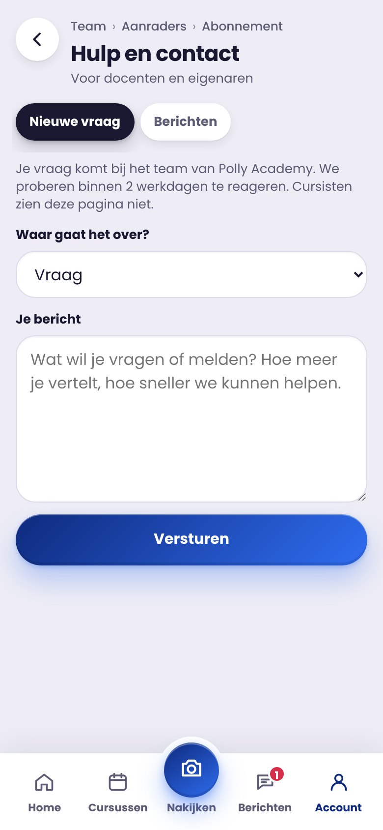 Scherm: Klantenservice