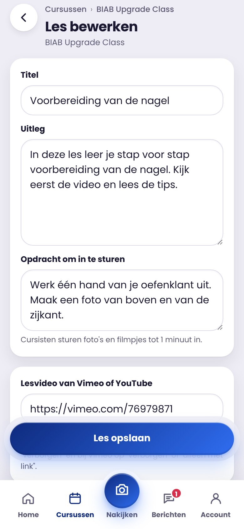 Scherm: Een les maken