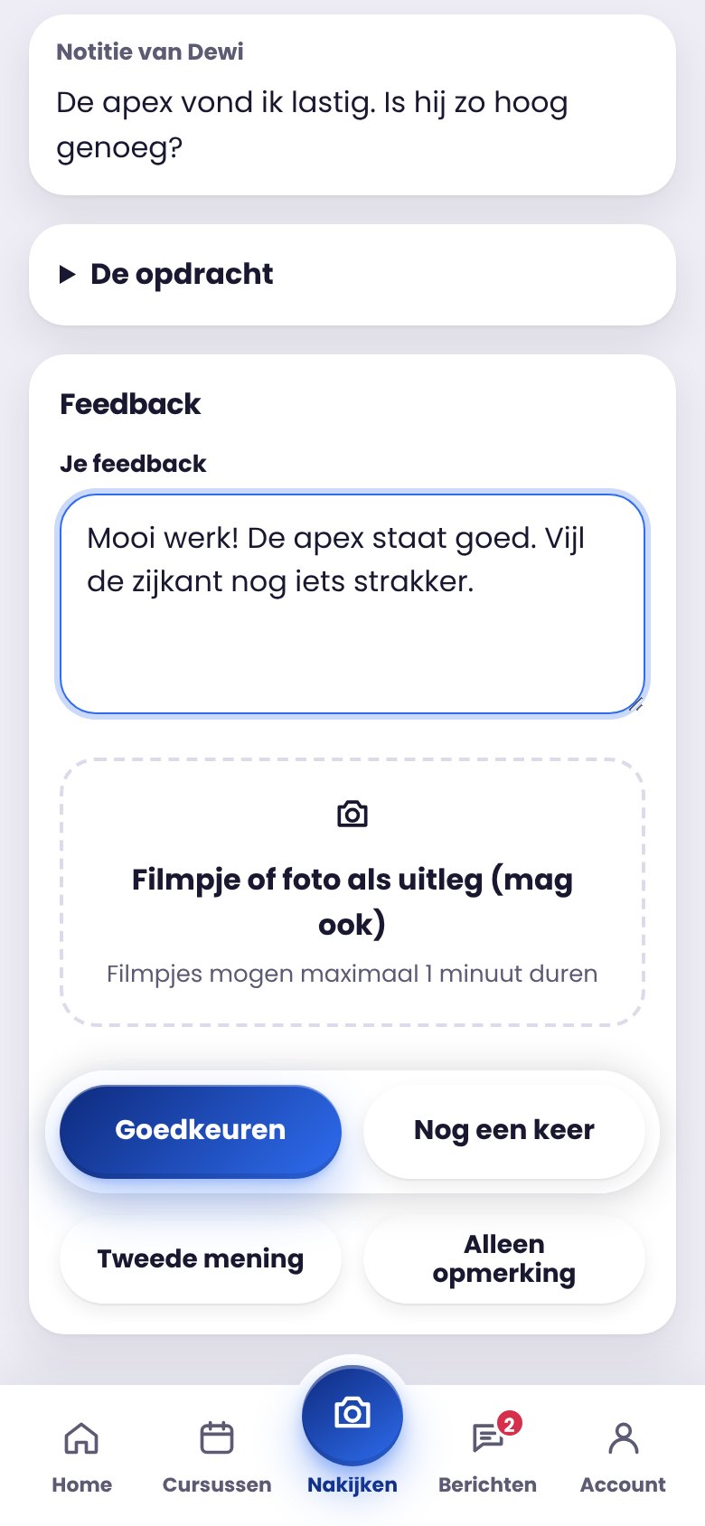 Scherm: Feedback geven