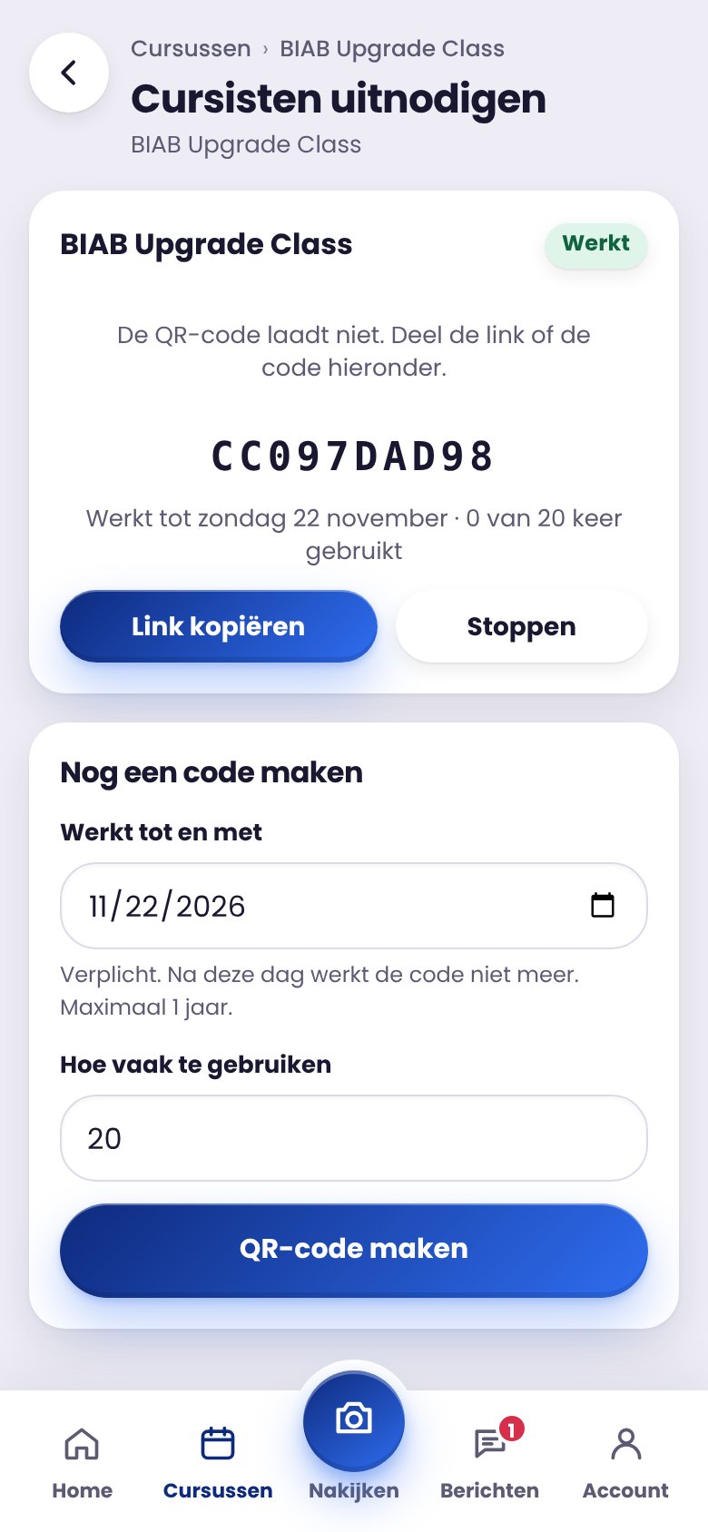 Scherm: De QR-code